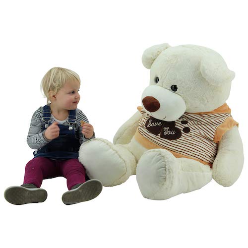 Sweety-Toys 5376 Riesen Teddybär 120 cm beige, Stickerei LOVE YOU, Love Teddy, Geschenkidee für Verliebte von Sweety Toys