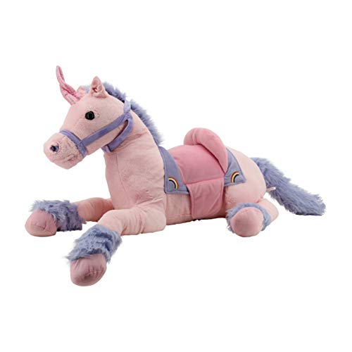 Sweety Toys Plüsch 6403 Rainbow Einhorn XXL Rieseneinhorn liegend mit Sattel 110 cm, Rosa-lila von Sweety Toys