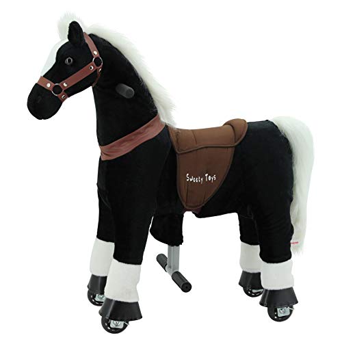 Sweety Toys 7318 Reittier Pferd BLACKY auf Rollen für 3 bis 6 Jahre -RIDING ANIMAL von Sweety Toys