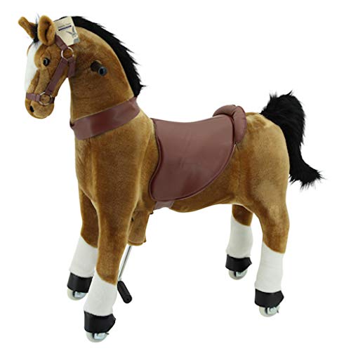 Sweety Toys 7363 Reittier groß Pferd Brownie auf Rollen für 4 bis 9 Jahre -Riding Animal von Sweety Toys