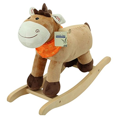 Sweety Toys Plüsch 3709 Schaukelpferd Cutie Pony Fohlen mit orangenem Halstuch, braun von Sweety Toys