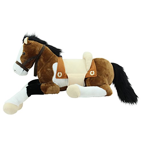 Sweety Toys Plüsch 6502 Lucky XXL Riesen Pferd liegend mit Sattel, Braun Beige von Sweety Toys