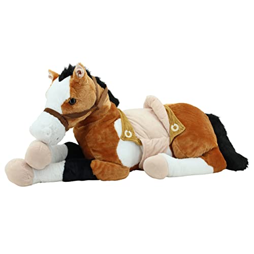 Sweety Toys Plüsch 6502 Lucky XXL Riesen Pferd liegend mit Sattel, Braun Beige von Sweety Toys