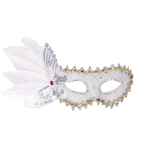Swetopq Damen Kostüm Maske Festival Halloween Maske Maskerade Halbgesichtsmaske Karneval Maske Ball Party Aufführungen Maske Federn Maske von Swetopq