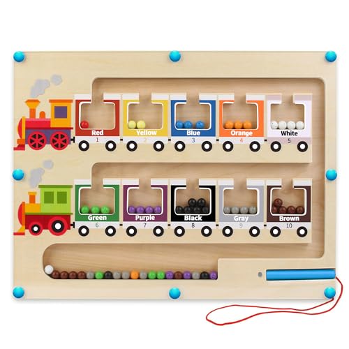 Magnetisches Farb - und Zahlenlabyrinth, Montessori-Spielzeug für Kinder ab 3 Jahren, hölzernes Puzzle-Aktivitätsbrett, Lehrreiches Zählspielzeug für Kleinkinder, Jungen, Mädchen, Vorschulkinder von Swiecedon