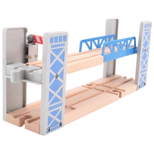 Swiixxer Holzeisenbahngleise Eisenbahnspielzeugset HolzdoppelstockbrüCke HolzzubehöR ÜBerfüHrung Modell Kinderspielzeug Kindergeschenke von Swiixxer