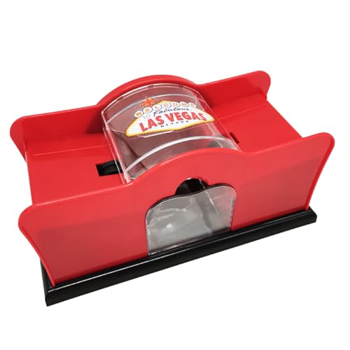 Swiixxer Manueller Kartenmischer, Poker-Mischmaschine, Kartenhalter, Einfaches Handkurbelsystem, Kartenmischer, Einfache Installation, Rot von Swiixxer