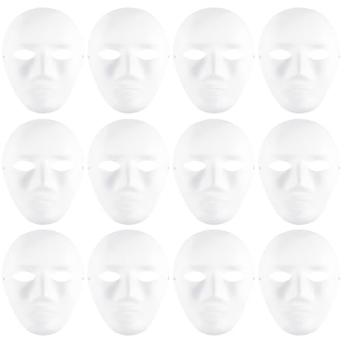 Swiixxer Weiße Maske, 12 Stück Halloween Vollgesichts Maske Leere DIY Maske Tanz Cosplay Plain Masquerade Papier Mask zum Dekorieren Swiixxer Weiße Maske, 12 Stück Halloween Vollgesichts Maske Leere DIY Maske Tanz Cosplay Plain Masquerade Papier Mask zum Dekorieren von Swiixxer