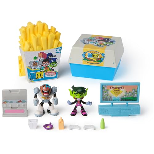DC COMICS Spin Master Teen Titans Go! Kitchen Chaos Dis-Play Set mit Beast Boy und Cyborg Figuren und Zubehör, Spielset Kinder Spielzeug für Jungen und Mädchen ab 4 Jahren von DC Comics