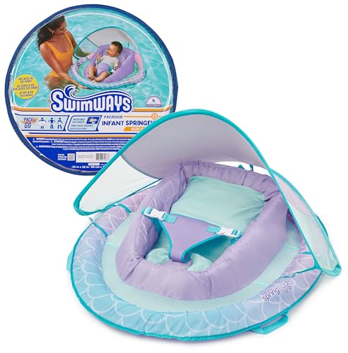 Swimways Infant Spring Float, Baby Pool Float with Canopy & UPF Protection, Swimming Pool Accessories for Kids 3-9 Months, Mermaid von SwimWays