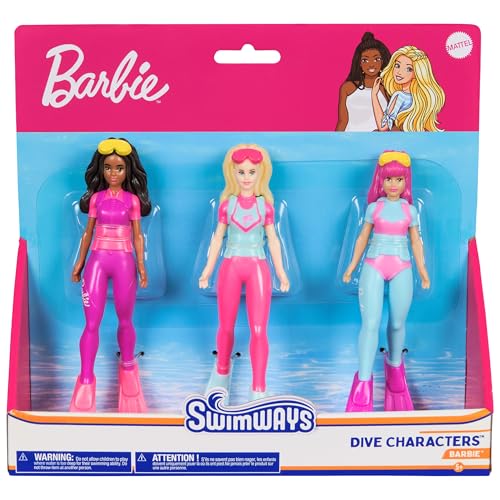 SwimWays Barbie Tauchfiguren, 3er-Pack, Schwimmbad-Zubehör und Kinder-Pool-Spielzeug, Pool-Partyzubehör und Wasserspielzeug für Kinder ab 5 Jahren von SwimWays