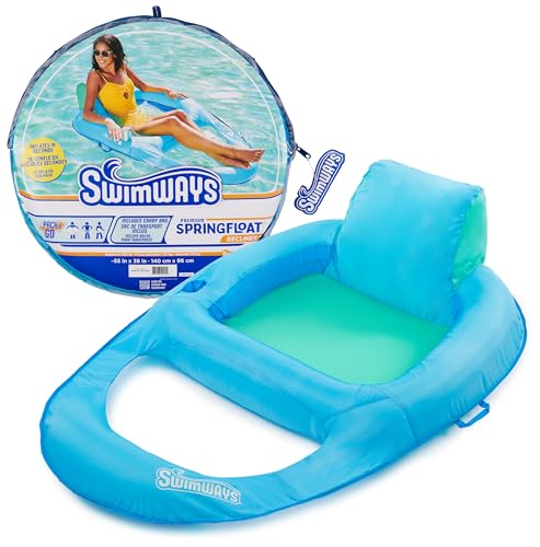 Swim Ways SwimWays Spring Float Premium Relaxliege Poolliege mit Hyper-Flate Ventil Aufblasbarer Pool Float Blau von Swim Ways