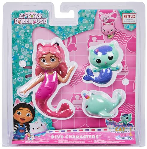 SwimWays Gabby's Dollhouse Dive Characters 3er-Pack, Schwimmbadzubehör & Kinder-Pool-Spielzeug, Pool-Partyzubehör & Wasserspielzeug für Kinder ab 5 Jahren von SwimWays