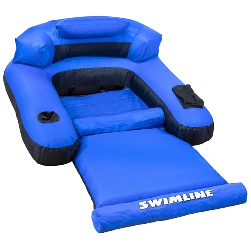 Swimline 9047 Mit Nylon überzogen Aufblasbarer Loungesessel, Mit Stoff bezogene Liege, 16 Inch von Swimline