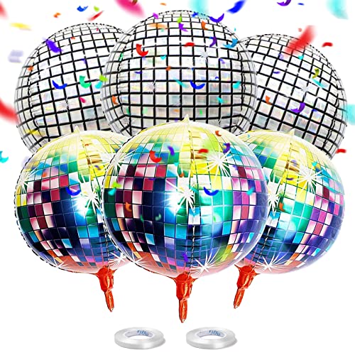 Discokugel Luftballon 22 Zoll, 6 Stück Discokugel Deko Folienballons 4D Disco Folienballons Silber Bunte Disco-Folienballons für Disco-Mottoparty Geburtstag Party Mitzvah Abschlussfeier Discokugel Luftballon 22 Zoll, 6 Stück Discokugel Deko Folienballons 4D Disco Folienballons Silber Bunte Disco-Folienballons für Disco-Mottoparty Geburtstag Party Mitzvah Abschlussfeier von SwirlColor