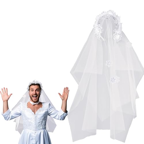 Männer Brautschleier, Männer Hochzeit Schleier Geist Brautschleier Stirnband für Cosplay Halloween von SwirlColor