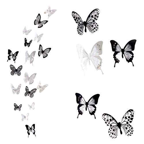 Schmetterling Wandaufkleber, 36 Stück 3D Schmetterling Aufkleber Schwarz und Weiß Schmetterlinge Wand Aufkleber für Heimdekoration Schlafzimmer Wohnzimmer Büro Schmetterling Wandaufkleber, 36 Stück 3D Schmetterling Aufkleber Schwarz und Weiß Schmetterlinge Wand Aufkleber für Heimdekoration Schlafzimmer Wohnzimmer Büro von SwirlColor