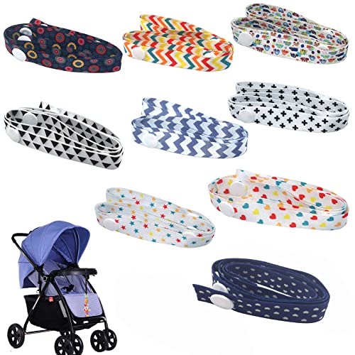 Spielzeug Gurt Halter 9 Stück Anti-Drop-Kinderwagen-Befestigungshalter Verstellbarer Kinderwagengurt Verschiedene Muster (60 cm / 24 Zoll) von SwirlColor