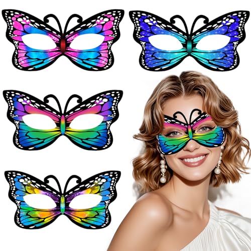 SwirlColor 4pcs Schmetterling Maskerade Maske für Frauen, Halloween Kostüm Fancy Kleid Masken und Brillen für Erwachsene Cosplay Karneval Ball Party SwirlColor 4pcs Schmetterling Maskerade Maske für Frauen, Halloween Kostüm Fancy Kleid Masken und Brillen für Erwachsene Cosplay Karneval Ball Party von SwirlColor
