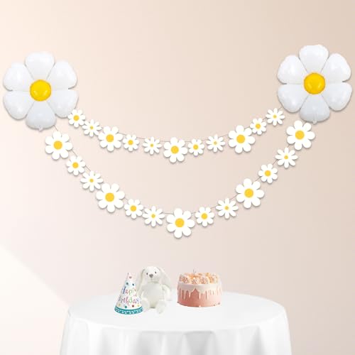 SwirlColor Daisy Party Dekorationen, 2Pcs Nette Daisy Banner und 2Pcs Folie Daisy Balloons Daisy Girland Balloon Kit für Baby Dusche Geburtstag Kindergarten Party Zubehör SwirlColor Daisy Party Dekorationen, 2Pcs Nette Daisy Banner und 2Pcs Folie Daisy Balloons Daisy Girland Balloon Kit für Baby Dusche Geburtstag Kindergarten Party Zubehör von SwirlColor