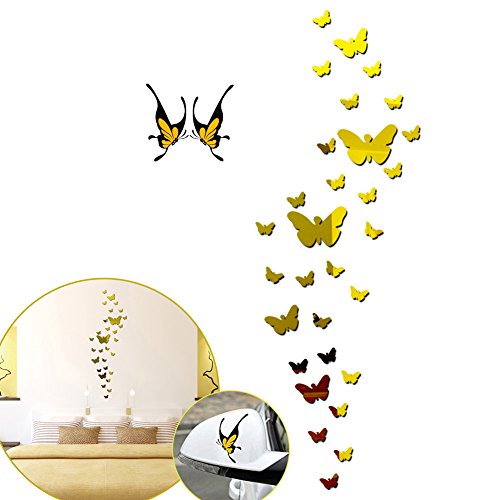 SwirlColor Wandtattoo Schmetterlinge Spiegel 3D Wandaufkleber 36 Stück Schmetterling Kunstspiegel Wandaufkleber Schmetterling Dekoration Golden SwirlColor Wandtattoo Schmetterlinge Spiegel 3D Wandaufkleber 36 Stück Schmetterling Kunstspiegel Wandaufkleber Schmetterling Dekoration Golden von SwirlColor