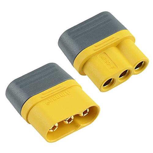 Paar Stecker + Buchse MR60 3-poliger vergoldeter Stecker mit Kappe 30A AMASS für RC Batterie Spielzeug Fahrzeug (1 Stecker und 1 Buchse) von Switch Electronics