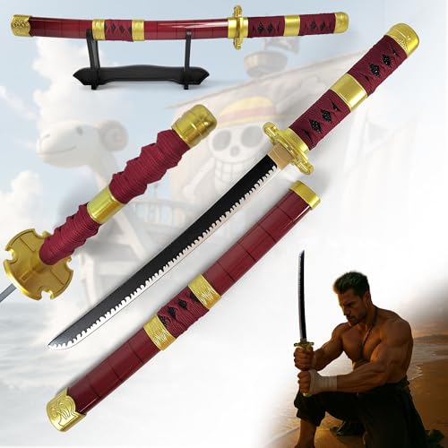 One Piece - Sandai Kitetsu Tanto aus Holz mit Scheide und Ständer von Swords and more