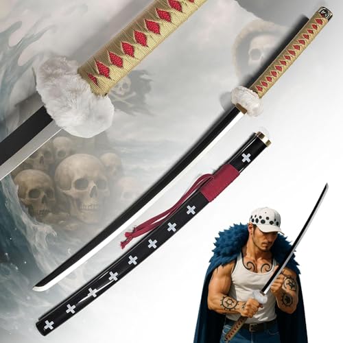 One Piece – Trafalgar Law Schwert Replik brauner Griff Holzversion | 101 cm mit Scheide | Hochwertiges Dekoschwert für Cosplay & Sammler von Swords and more
