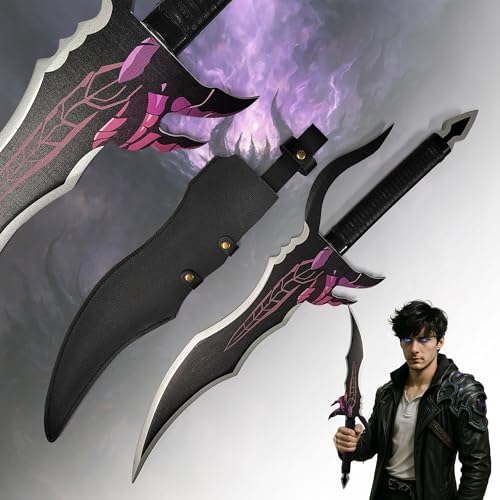 Solo Leveling Dolch von Sung Jinwoo 72cm | Kasaka's Venom Fang Replik mit Bambusklinge | Leichter Cosplay Dolch des Schattenmonarchen | Anime Manhwa Fanartikel mit Scheide von Swords and more
