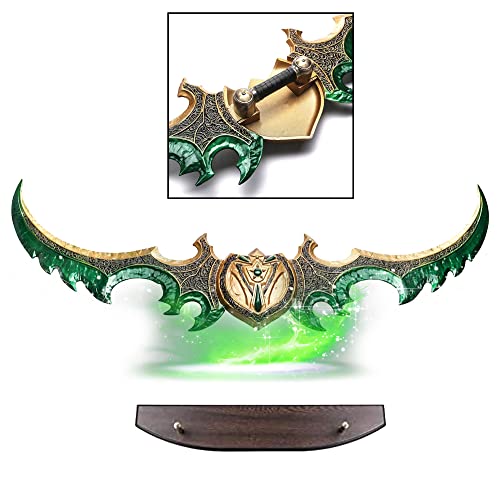 Swords and more Kriegsgleve von Azzinoth - World of Warcraft, Schwert mit Wandhalterung, 124 cm, die Zwillingsklingen von Azzinoth, Metallschwert für Wow-Cosplays, Sammlungen & als Geschenk, grün von Swords and more