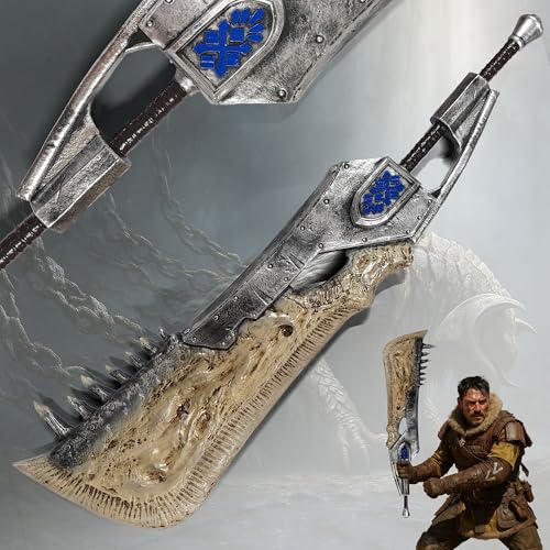 Swords and more Monster Hunter Schwert Giant Jawblade 143cm | Detaillierte Großschwert Replik aus Resin | Lebensgroßes Cosplay Deko Schwert für Sammler | MHW Fanartikel & Gaming Deko von Swords and more