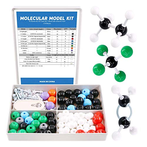 Swpeet 179-teiliges Set für Molekularmodelle und Lehrer, Chemie, Molekularmodell, Studenten und Lehrer, 76 Atome und 102 Glieder und 1 Kurzgliedentferner-Werkzeug Swpeet 179-teiliges Set für Molekularmodelle und Lehrer, Chemie, Molekularmodell, Studenten und Lehrer, 76 Atome und 102 Glieder und 1 Kurzgliedentferner-Werkzeug von Swpeet