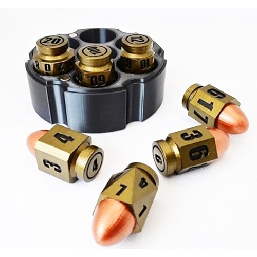 7 Bullet Würfel Set mit Basis Harz Revolver Würfel Messing Würfel Polyeder Harz Würfel Set Bullet Dice Set Cyberpunk-Würfel Patronen Dice Würfelset 7 Bullet Würfel Set mit Basis Harz Revolver Würfel Messing Würfel Polyeder Harz Würfel Set Bullet Dice Set Cyberpunk-Würfel Patronen Dice Würfelset von Swtgaah