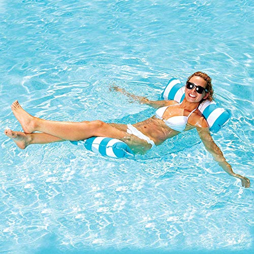Aufblasbare Pool-Hängematte, Schwimmende Lounge, Drifter und Sattel 4 in 1, Premium Wasser Hängematte für Erwachsene für Schwimmpartys (Hellblau) von Swygoo