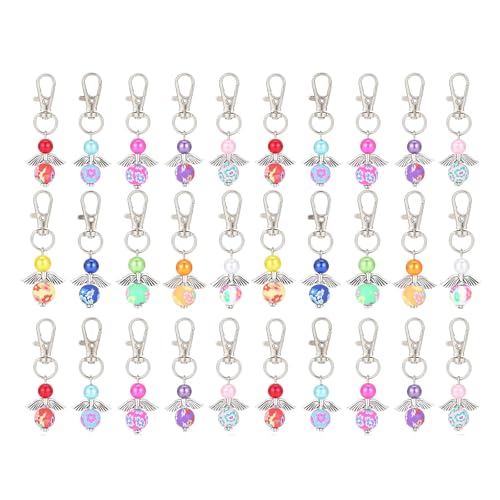 30 Stück Segen-Schlüsselanhänger für Hochzeit, Babyparty, Perlen, Flügel, Schlüsselanhänger, Karabinerverschlüsse, zufällige Farbe, Engel-Schlüsselanhänger 30 Stück Segen-Schlüsselanhänger für Hochzeit, Babyparty, Perlen, Flügel, Schlüsselanhänger, Karabinerverschlüsse, zufällige Farbe, Engel-Schlüsselanhänger von Sxett