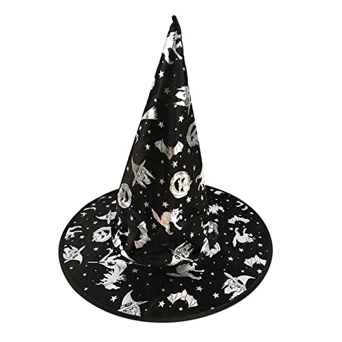 Sxett Hexenhut, Cartoon-Druck, langer Zaubererhut, Zauberhut, Halloween-Hut, Maskerade, Halloween, Hexenkostüm Sxett Hexenhut, Cartoon-Druck, langer Zaubererhut, Zauberhut, Halloween-Hut, Maskerade, Halloween, Hexenkostüm von Sxett