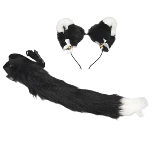 Sxett Katzenkostüm mit Haarband, pelziger Schwanz, Halloween-Katzenkostüm für Kinder, Mädchen, Geburtstag, Weihnachten, Halloween, Cosplay, Katzenschwanz Sxett Katzenkostüm mit Haarband, pelziger Schwanz, Halloween-Katzenkostüm für Kinder, Mädchen, Geburtstag, Weihnachten, Halloween, Cosplay, Katzenschwanz von Sxett