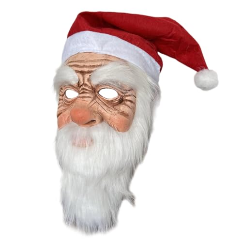 Weihnachtsmanngesicht mit Nikolausmütze und Bart Weihnachtsmannkostüm Dekorationen voller Kopf Gesicht für Weihnachtsfeier Weihnachtsmanngesicht mit Nikolausmütze und Bart Weihnachtsmannkostüm Dekorationen voller Kopf Gesicht für Weihnachtsfeier von Sxett