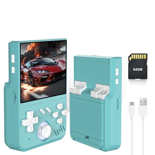 Retro Handheld Spielkonsole 3,5-Zoll Display mit 3D-Joystick, LR-Tasten, Eingebauter 4000mAh Akku, Unterstützt 60 Emulatoren, Tragbares Spielsystem für Kinder und Erwachsene (64G von Sxhlseller