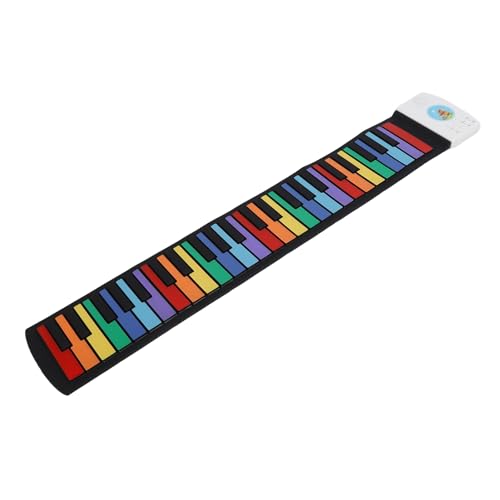 Roll-Up-Piano mit 49 Tasten, Tragbare Klaviertastatur mit 47 Klangfarben, 128 Rhythmen, 14 Demo-Songs, Kopfhörer-Lautsprecher-Anschluss für Kinder, Anfänger (Regenbogen) von Sxhlseller