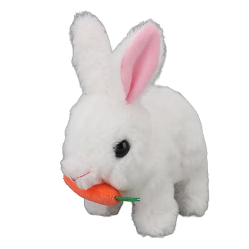 Sxhlseller Osterhase Plüschspielzeug, Realistisches Interaktives Kaninchenspielzeug mit Klang und Wackelohren, Elektronische Hopping -Hasenpuppe für Kleinkinder Geburtstag (Roseate) (White) von Sxhlseller