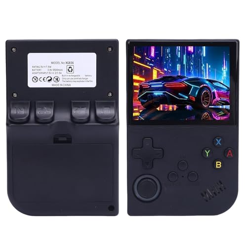 Sxhlseller Tragbare Retro Handheld Spielkonsole für Linux-System, 3,5 Zoll HD Display 640x480, RK3326-Chip, 3500mAh Akku, Black Video Game Player (128G) von Sxhlseller