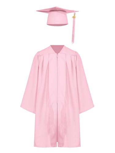 Sxiwei Abschlusskleid Kinder Abschluss Talar Mit Hut Set Mädchen Jungen Grundschule Middle School College Graduation Uniform Rosa 134-140 von Sxiwei
