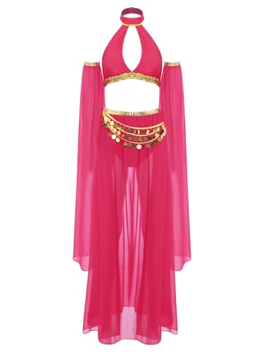 Sxiwei Bauchtanz Rock Tops Bauchtanz Kostüm Outfit Set 3 Stück Tanzkostüm Karneval Fasching Cosplay Party Verkleidung Hot Pink XXL Sxiwei Bauchtanz Rock Tops Bauchtanz Kostüm Outfit Set 3 Stück Tanzkostüm Karneval Fasching Cosplay Party Verkleidung Hot Pink XXL von Sxiwei