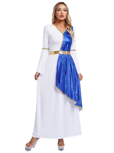 Sxiwei Griechische Göttin Cosplay-Kostüm für Damen Langarm Olympia Langes Edles Kleid Halloween Weihnachtsengel Cosplay Uniformen Königsblau L von Sxiwei