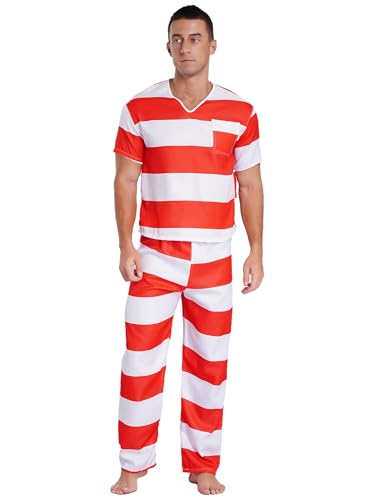 Sxiwei Halloween Prisoner Overall Kostüm Kurzarm Gefangener Häftling Uniform Shirt mit Hose Gefangener Cosplay Faschingskostüme Rot L Sxiwei Halloween Prisoner Overall Kostüm Kurzarm Gefangener Häftling Uniform Shirt mit Hose Gefangener Cosplay Faschingskostüme Rot L von Sxiwei