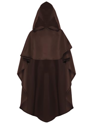 Sxiwei Halloween Umhang Kinder Jungen Mittelalterlicher Ritter Kapuzenumhang Vampir Kostüm für Karneval Kaffee 146-158 von Sxiwei