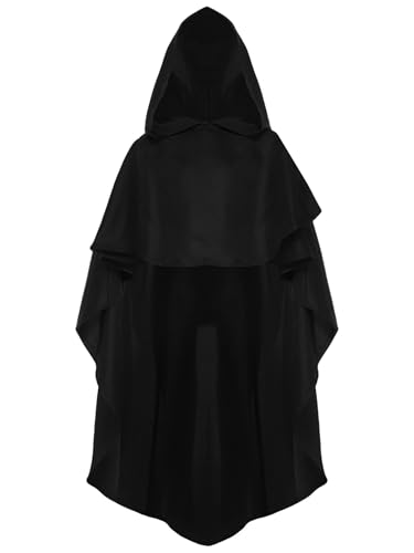 Sxiwei Halloween Umhang Kinder Jungen Mittelalterlicher Ritter Kapuzenumhang Vampir Kostüm für Karneval Schwarz 146-158 von Sxiwei