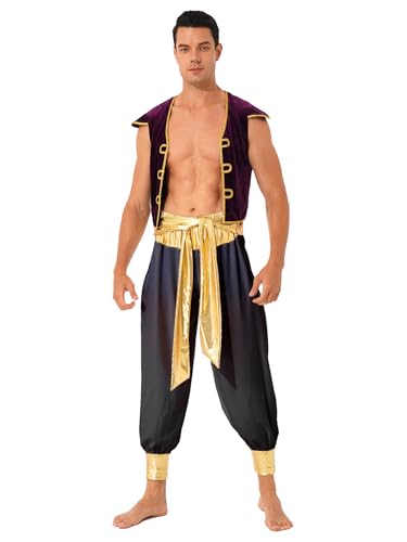 Sxiwei Herren Arabischer Prinz Kostüm Weste Vorne Offene mit Hose Zweiteiliger Araber Themen Party Orient Outfit Halloween Schwarz XXL Sxiwei Herren Arabischer Prinz Kostüm Weste Vorne Offene mit Hose Zweiteiliger Araber Themen Party Orient Outfit Halloween Schwarz XXL von Sxiwei