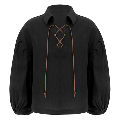 Sxiwei Jungen kinder Piratenhemd Retro Schnürung Langärme Mittelalter Wikinger Renaissance Hemd Hippie Shirt Halloween Karneval Kostüm Schwarz 104-116 Sxiwei Jungen kinder Piratenhemd Retro Schnürung Langärme Mittelalter Wikinger Renaissance Hemd Hippie Shirt Halloween Karneval Kostüm Schwarz 104-116 von Sxiwei